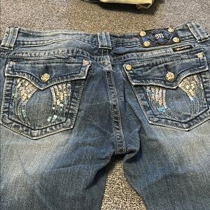 Miss Me Blue Jeans with Embellished Pockets 32